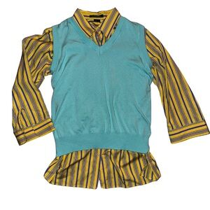 Turquoise aqua blue green sweater vest for layering, v neck sweater vest, vest